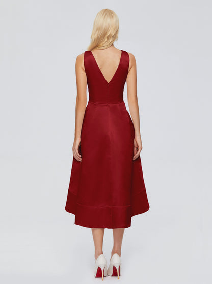 Ashley Straps Knee-length Satin Bridesmaid Dress