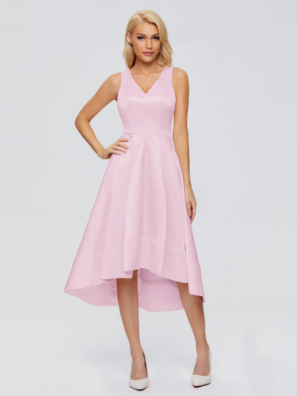 Ashley Straps Knee-length Satin Bridesmaid Dress