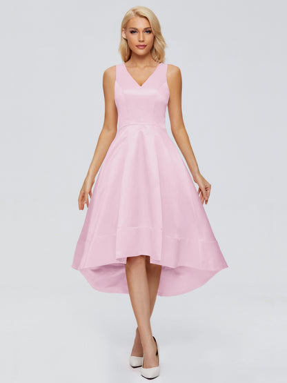 Ashley Straps Knee-length Satin Bridesmaid Dress