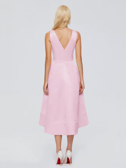 Ashley Straps Knee-length Satin Bridesmaid Dress