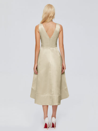 Ashley Straps Knee-length Satin Bridesmaid Dress