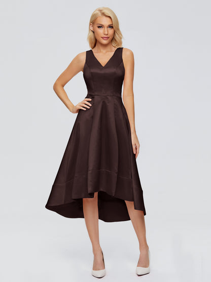 Ashley Straps Knee-length Satin Bridesmaid Dress