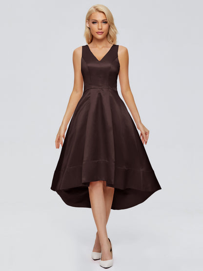 Ashley Straps Knee-length Satin Bridesmaid Dress