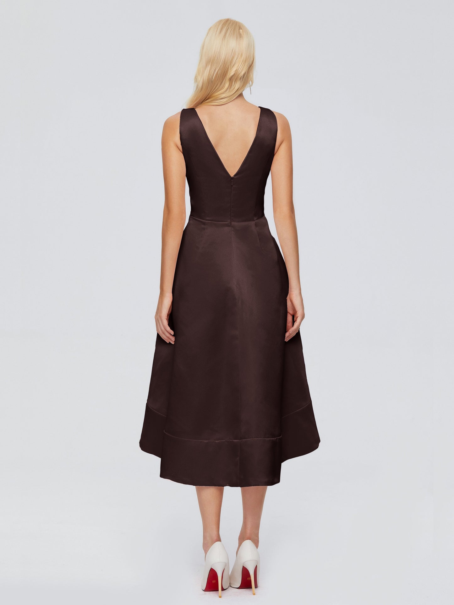 Ashley Straps Knee-length Satin Bridesmaid Dress