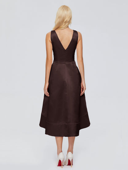 Ashley Straps Knee-length Satin Bridesmaid Dress