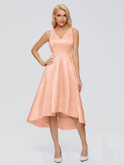 Ashley Straps Knee-length Satin Bridesmaid Dress