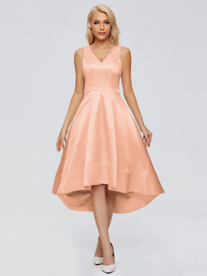 Ashley Straps Knee-length Satin Bridesmaid Dress