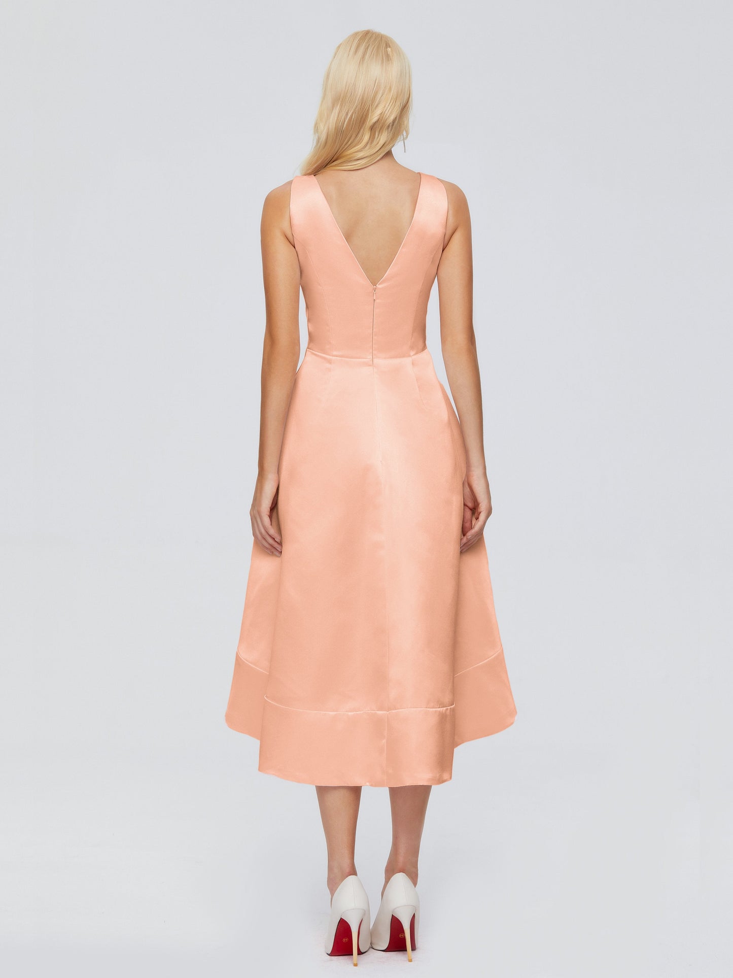 Ashley Straps Knee-length Satin Bridesmaid Dress