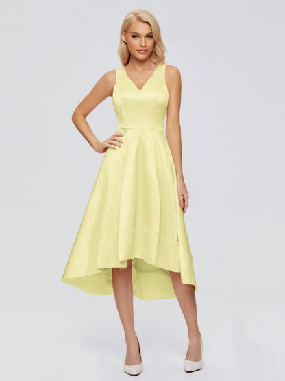 Ashley Straps Knee-length Satin Bridesmaid Dress