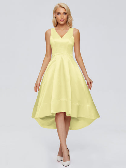 Ashley Straps Knee-length Satin Bridesmaid Dress