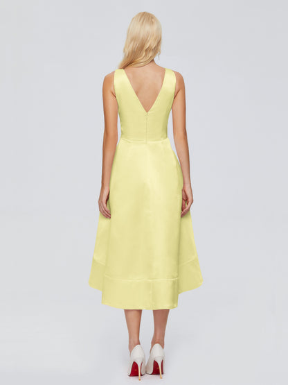 Ashley Straps Knee-length Satin Bridesmaid Dress