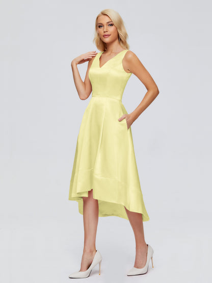 Ashley Straps Knee-length Satin Bridesmaid Dress