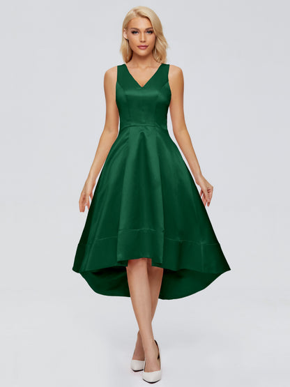 Ashley Straps Knee-length Satin Bridesmaid Dress