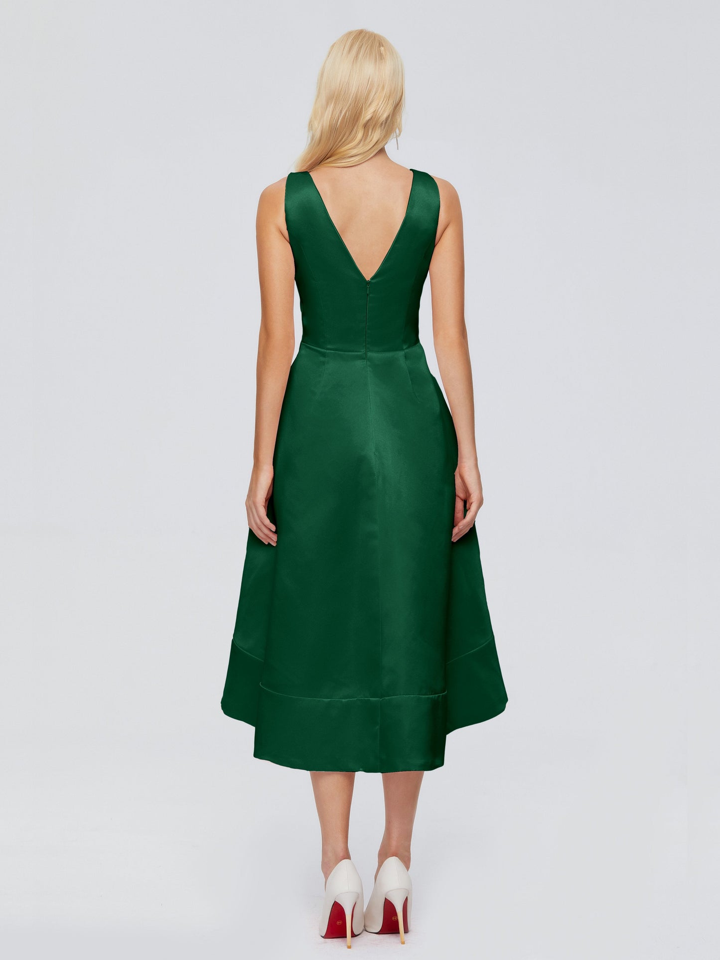 Ashley Straps Knee-length Satin Bridesmaid Dress