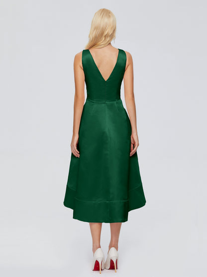 Ashley Straps Knee-length Satin Bridesmaid Dress