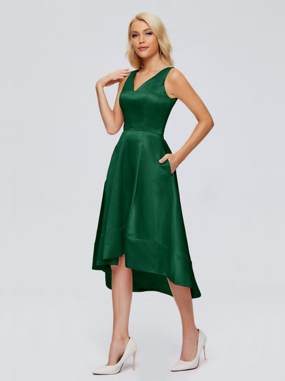 Ashley Straps Knee-length Satin Bridesmaid Dress