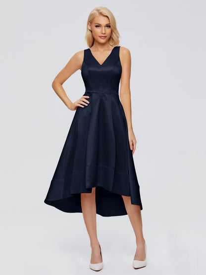 Ashley Straps Knee-length Satin Bridesmaid Dress