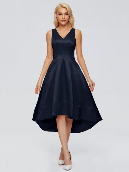 Ashley Straps Knee-length Satin Bridesmaid Dress
