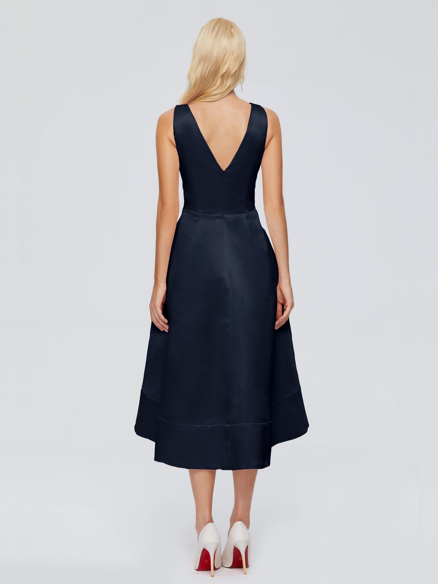 Ashley Straps Knee-length Satin Bridesmaid Dress