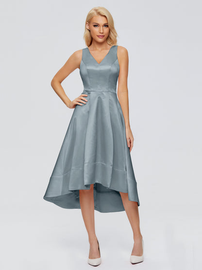 Ashley Straps Knee-length Satin Bridesmaid Dress