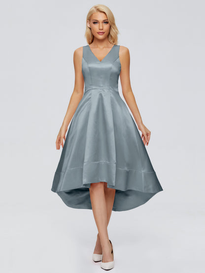 Ashley Straps Knee-length Satin Bridesmaid Dress