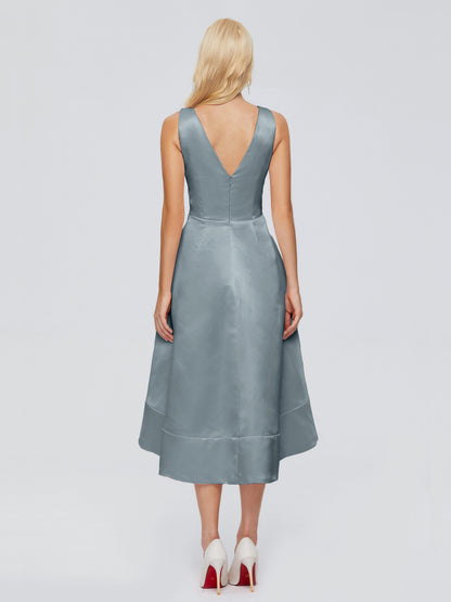 Ashley Straps Knee-length Satin Bridesmaid Dress