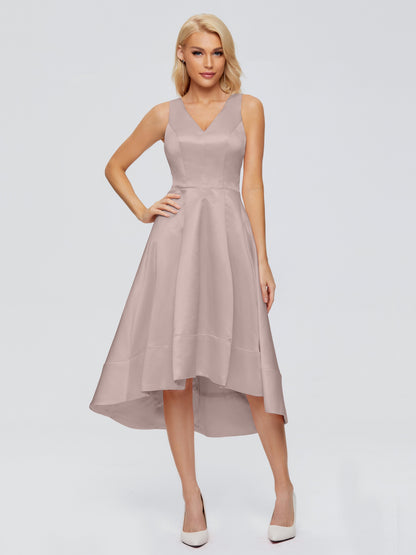 Ashley Straps Knee-length Satin Bridesmaid Dress
