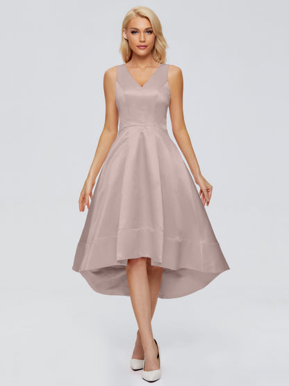 Ashley Straps Knee-length Satin Bridesmaid Dress