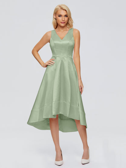 Ashley Straps Knee-length Satin Bridesmaid Dress