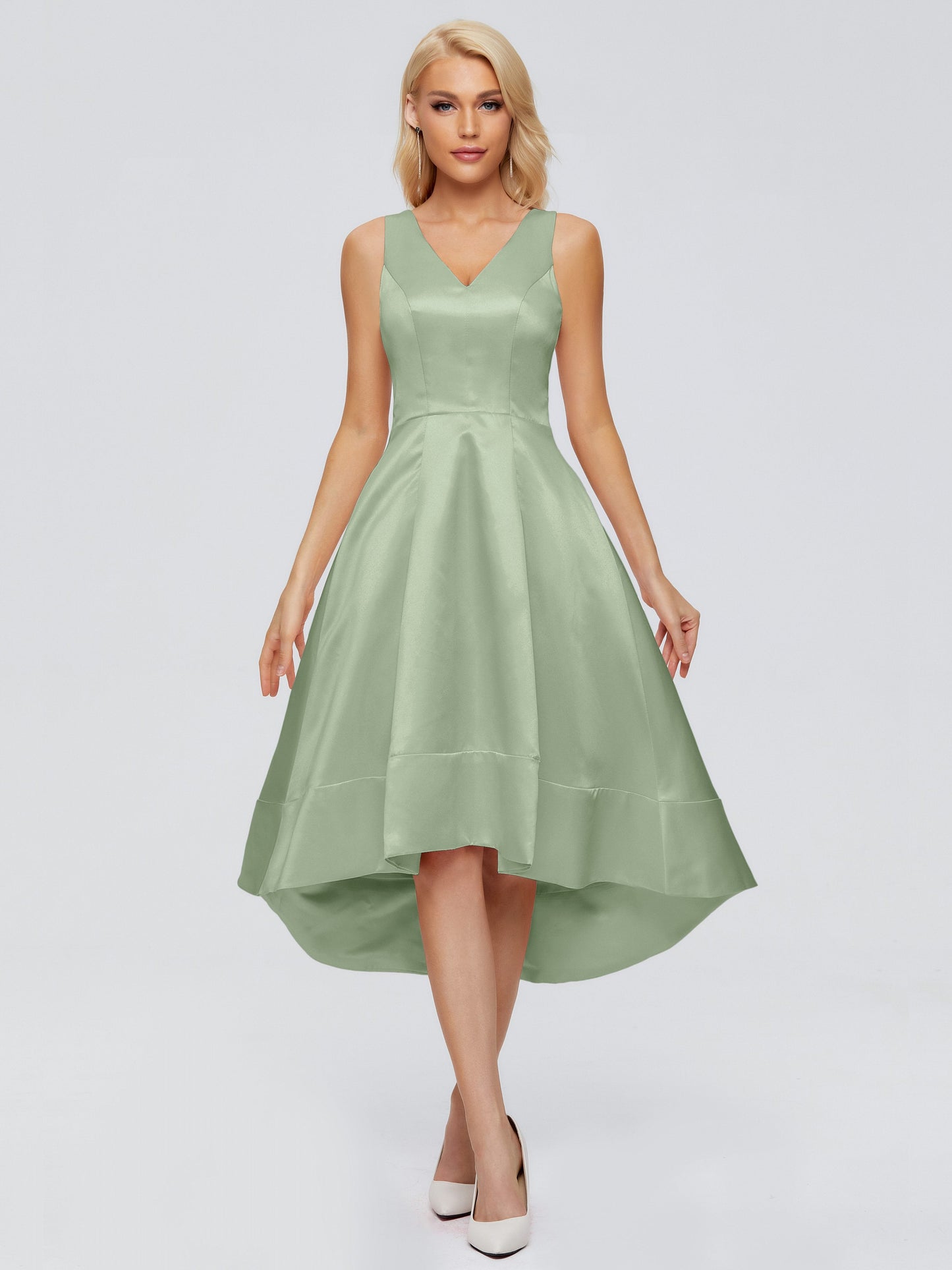 Ashley Straps Knee-length Satin Bridesmaid Dress