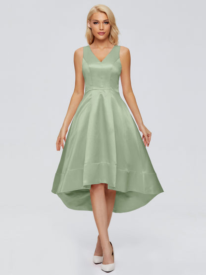 Ashley Straps Knee-length Satin Bridesmaid Dress