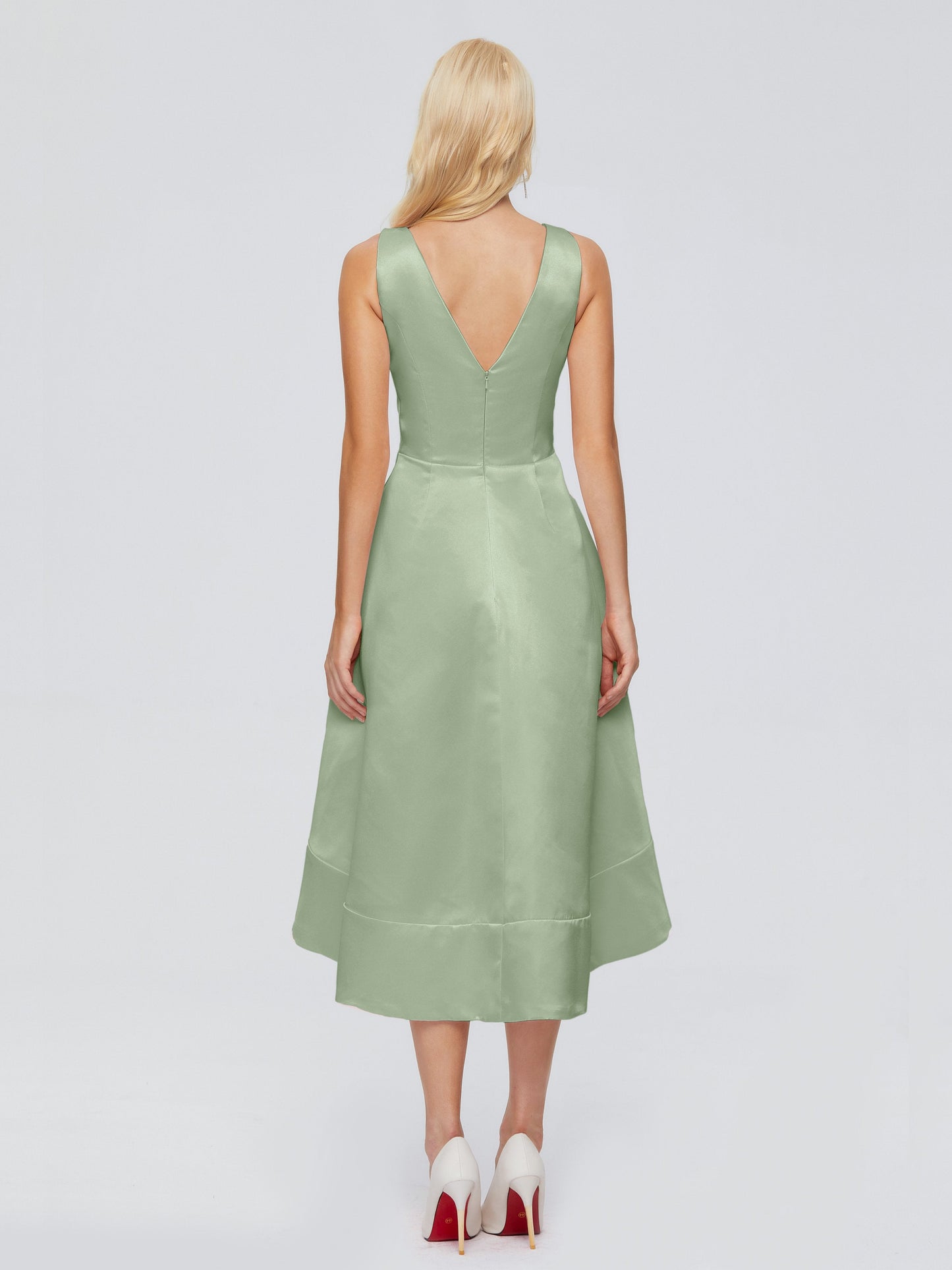 Ashley Straps Knee-length Satin Bridesmaid Dress