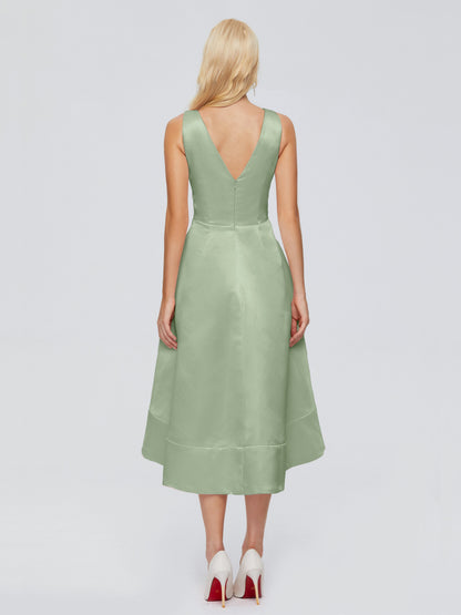 Ashley Straps Knee-length Satin Bridesmaid Dress