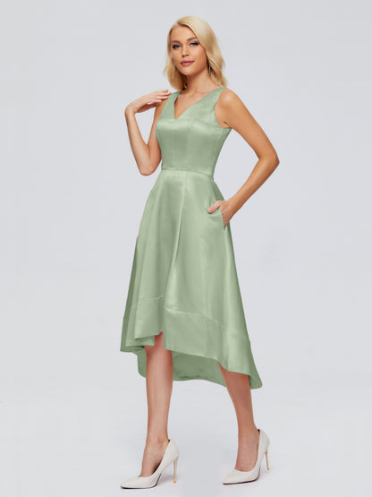 Ashley Straps Knee-length Satin Bridesmaid Dress