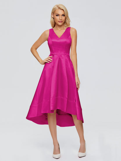 Ashley Straps Knee-length Satin Bridesmaid Dress