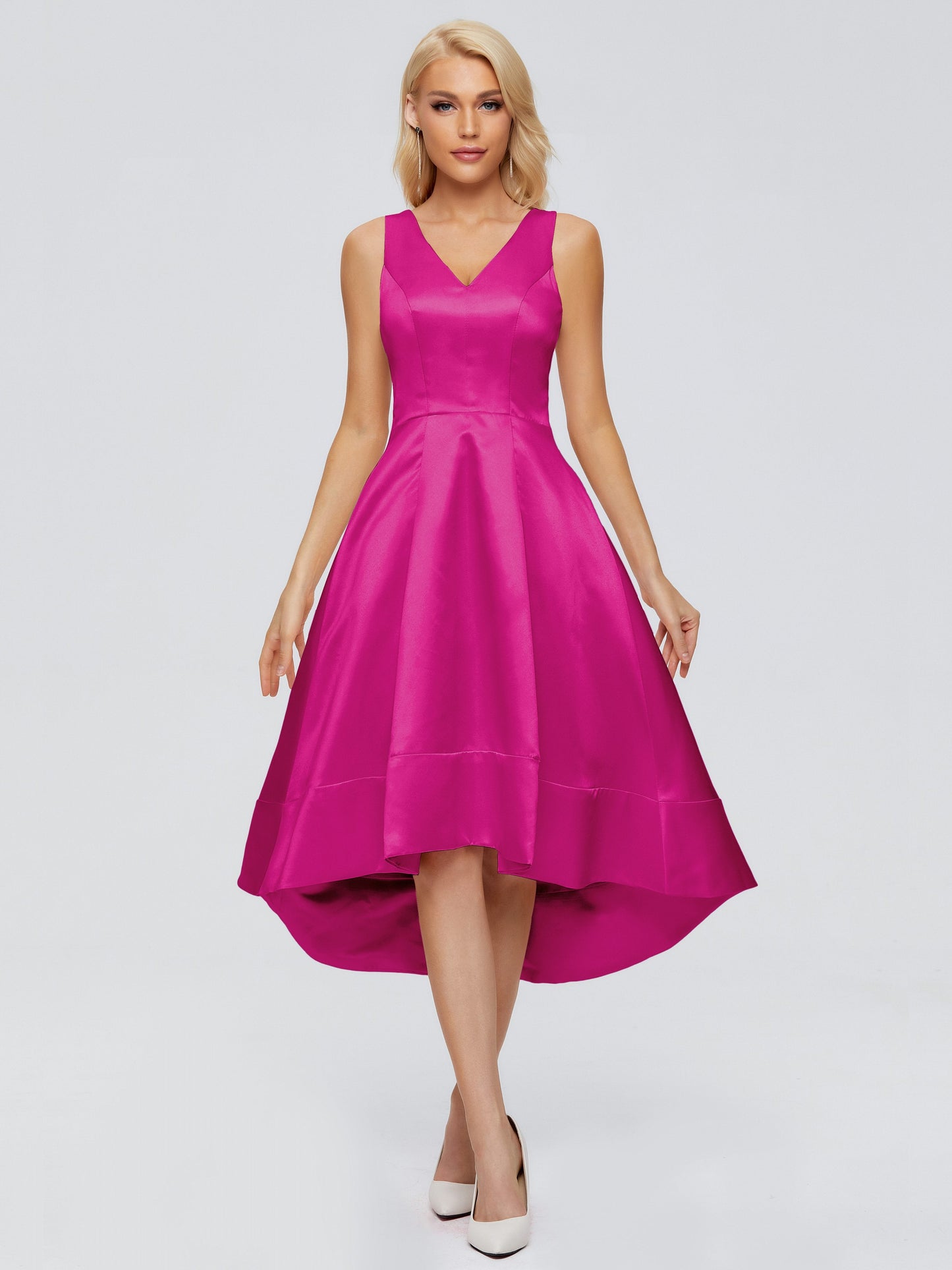 Ashley Straps Knee-length Satin Bridesmaid Dress