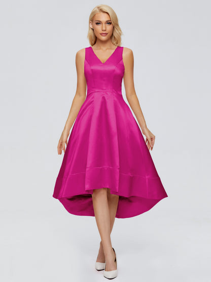 Ashley Straps Knee-length Satin Bridesmaid Dress