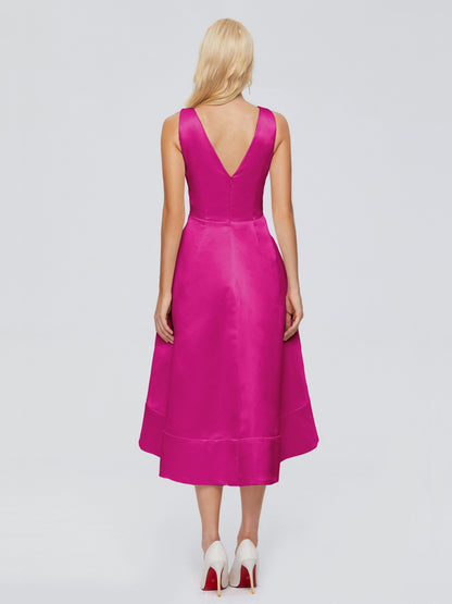 Ashley Straps Knee-length Satin Bridesmaid Dress