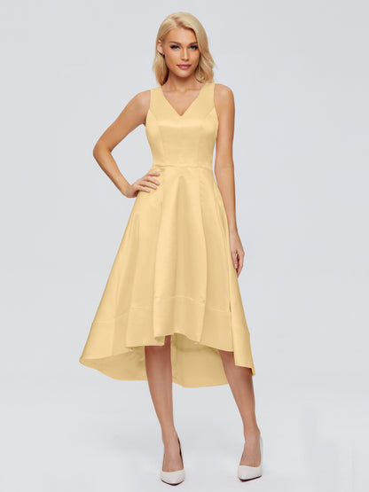Ashley Straps Knee-length Satin Bridesmaid Dress