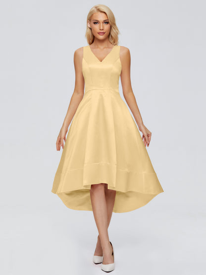 Ashley Straps Knee-length Satin Bridesmaid Dress