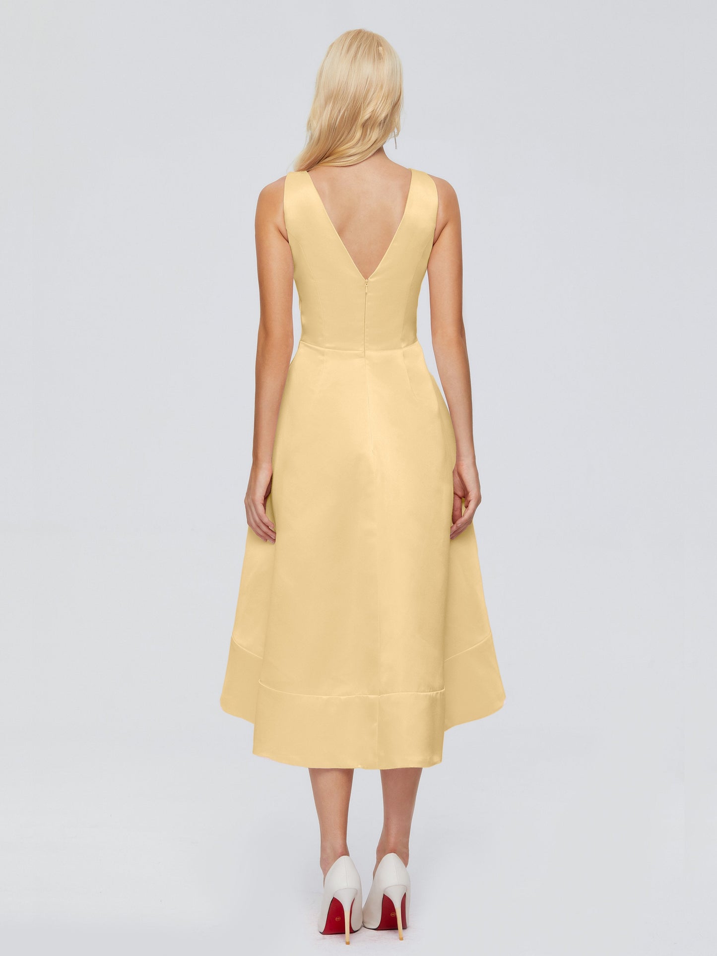 Ashley Straps Knee-length Satin Bridesmaid Dress