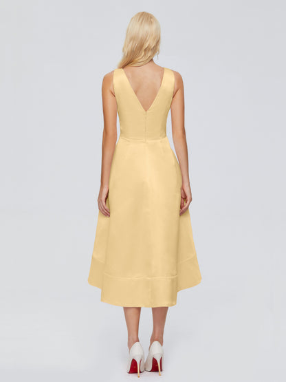 Ashley Straps Knee-length Satin Bridesmaid Dress