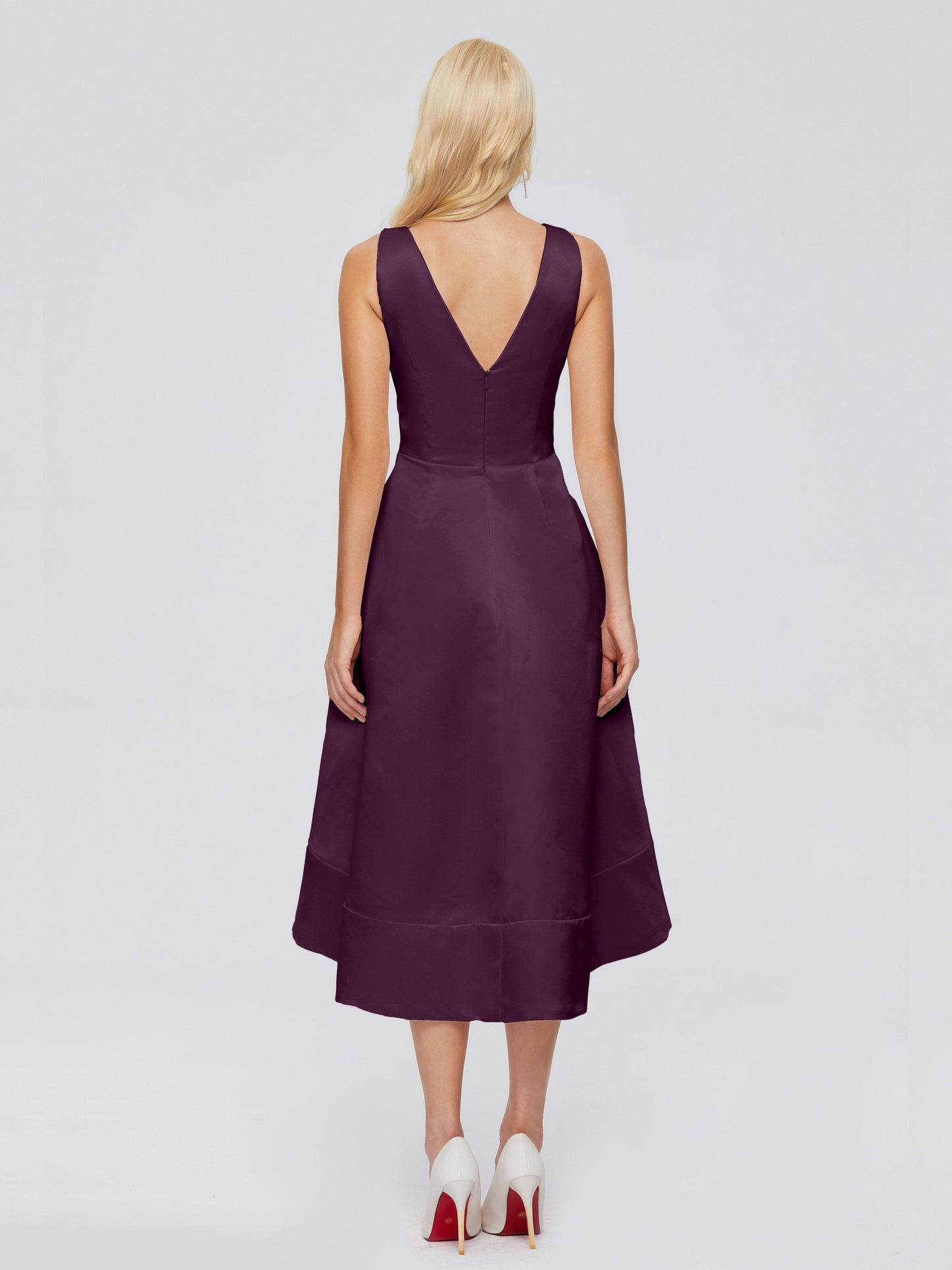 Ashley Straps Knee-length Satin Bridesmaid Dress