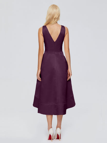 Ashley Straps Knee-length Satin Bridesmaid Dress