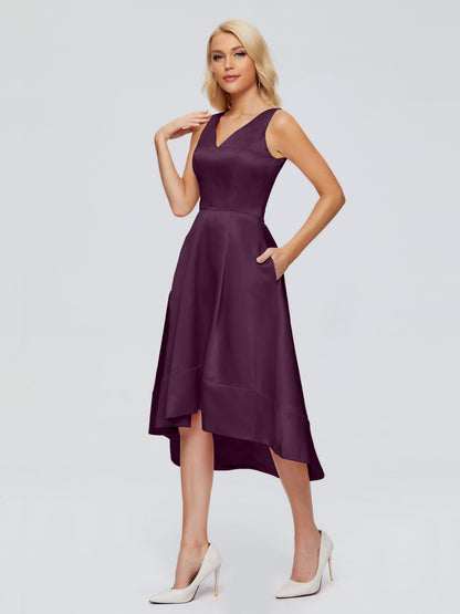Ashley Straps Knee-length Satin Bridesmaid Dress