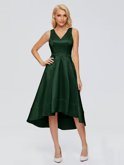 Ashley Straps Knee-length Satin Bridesmaid Dress