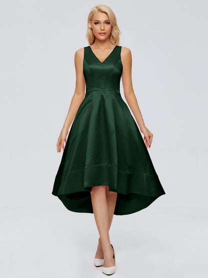 Ashley Straps Knee-length Satin Bridesmaid Dress