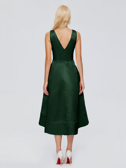 Ashley Straps Knee-length Satin Bridesmaid Dress