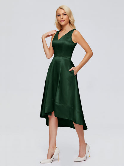 Ashley Straps Knee-length Satin Bridesmaid Dress