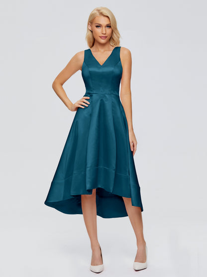 Ashley Straps Knee-length Satin Bridesmaid Dress